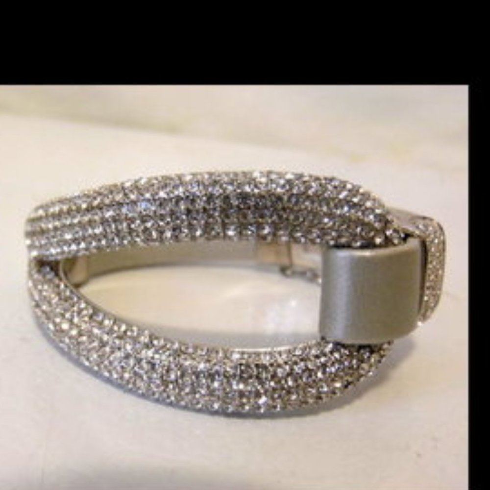 Joan Boyce "Edgy Diva" Pave Crystal Cord Bracelet Size M/L